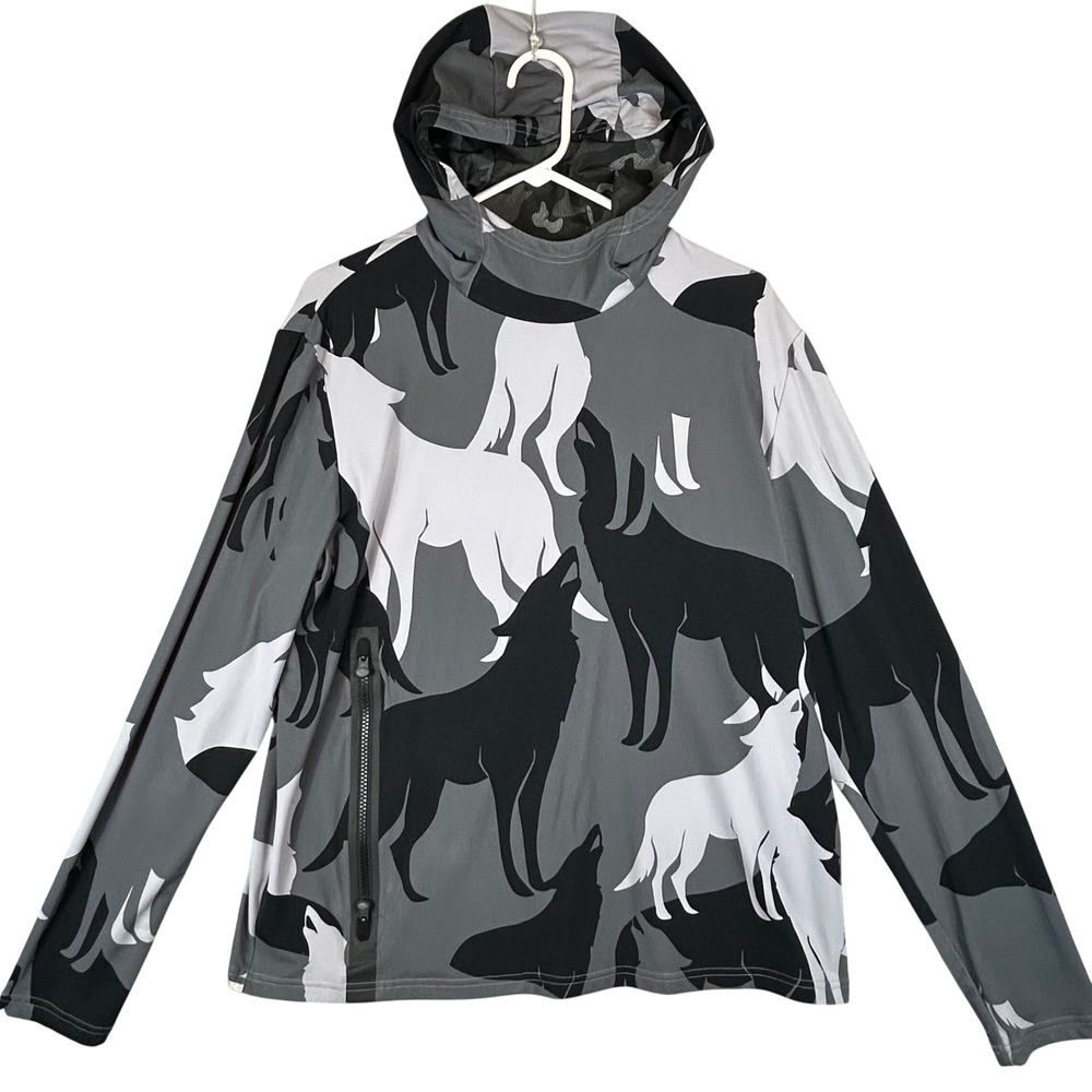 Greyson Clothiers Men Wolf Camo Performance Hoodie Gray Black White New Albany L
